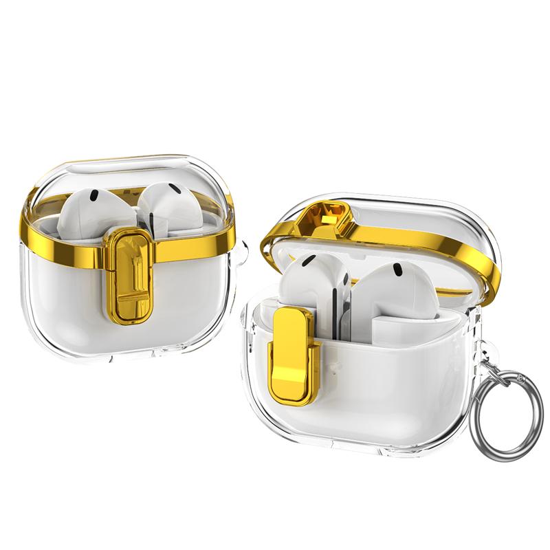 

For Samsung Galaxy Buds 3 Pro/ Buds 3 Cover Lock Buckle Electroplating Anti Fall Protective Shell For Galaxy Buds 3Pro Case золотой