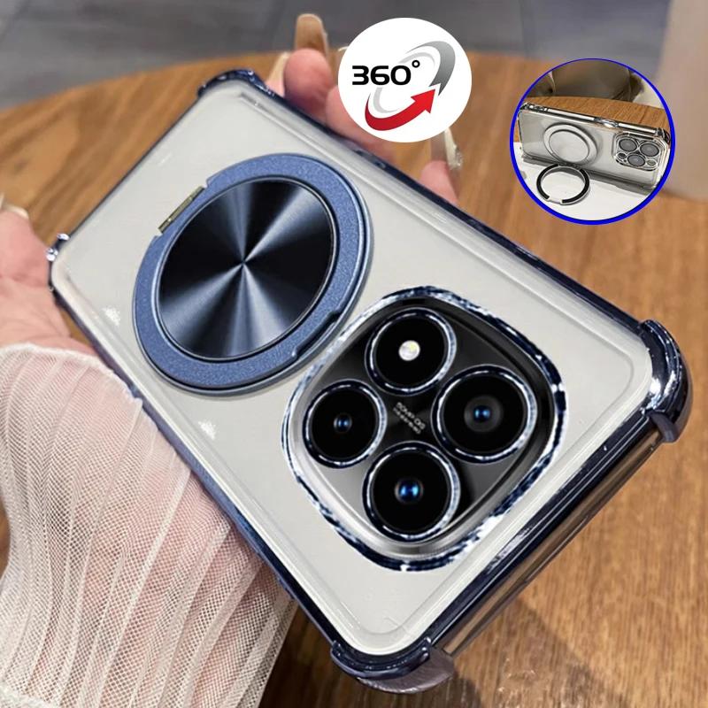 Shockproof Plating Case on For Tecno Spark 20 Spark20 20C 10C 10 Pro Go1 Go 1 2025 2024 2023 360° Rotating Magnetic Holder Cover