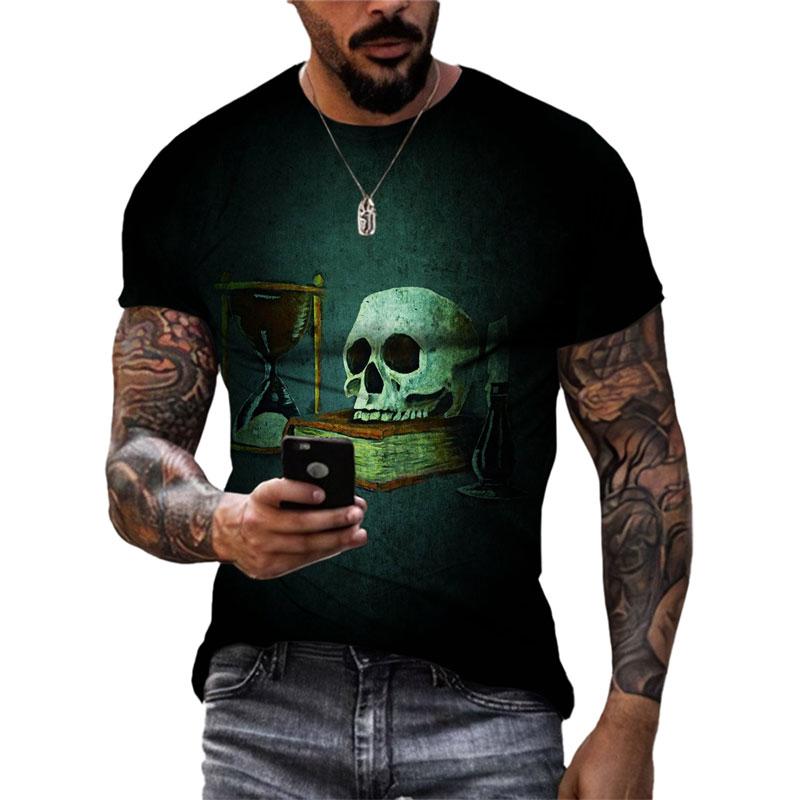 Evropa a Amerika Móda Cool vzor lebky Pánské tričko Léto Ležérní Teror trička s grafikou 3D tištěná osobnost Trička Topy