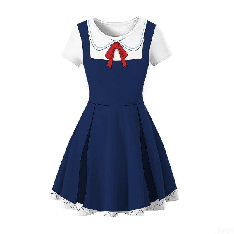 Summer Printed Cartoon House Dress, Children's Performance Costume, A-line Dress, Princess Dress