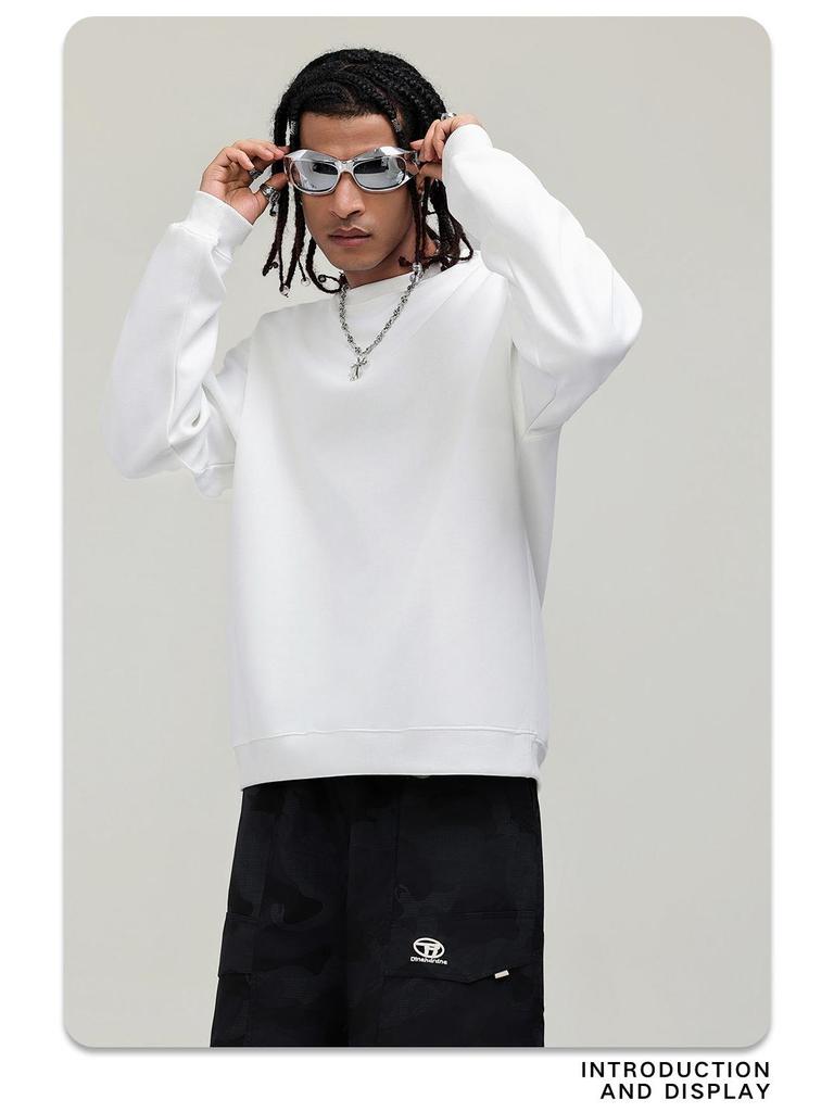 Ciężka Męska Bluza z Kapturem Casual Luźna 330G - Jednolity Kolor Amerykański Trend, Kolekcja Jesień/Zima