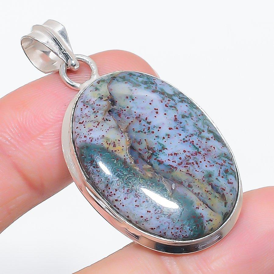 

Natural Bloodstone Gemstone 925 Sterling Silver Jewelry Pendant 1.89 l7b22