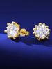 Sterling Silver Iced Out Stud Earrings with Diamond & Rose Gold Moissanite VVS Luxury Fine Jewelry