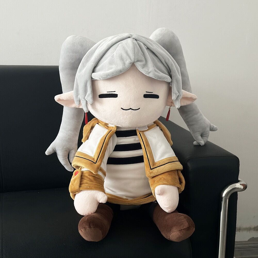 75cm Frieren Plüschtier Bei der Beerdigung Elf Frieren Plüschtier Baumwoll-Stofftier Kawaii Figuren Anime Zubehör Heimdekoration Handwerk