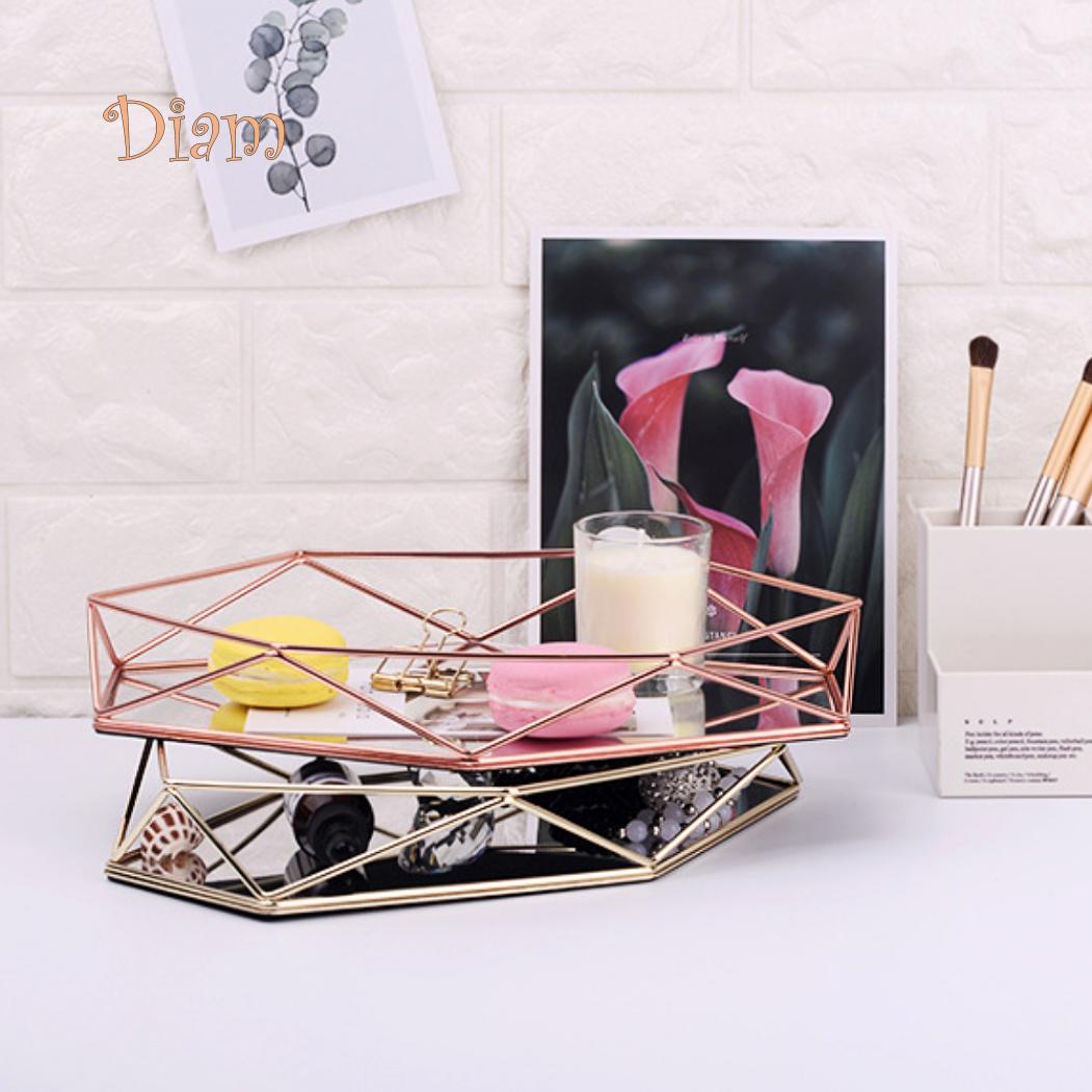 

CO&LO Nordic Шестиугольный зеркальный лоток Ювелирные изделия Органайзер Настольный косметический ящик для хранения
