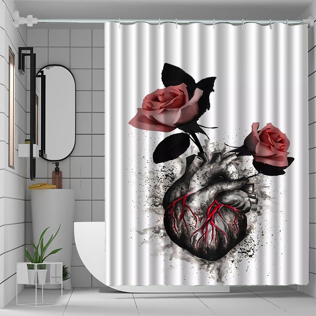 Heart & Roses Shower Curtain: Embrace the Bold Art Design, Soft Fabric, and Romantic Vibes for Your Unique Bathroom