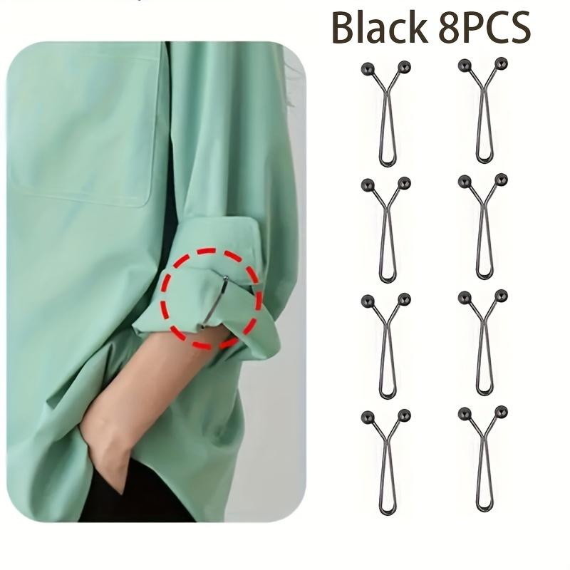 

8 шт. Бесшовные зажимы для рукавов рубашки - Регулируемые нескользящие зажимы для манжет для утяжки талии и фиксации шарфа - Розово-золотой, Золотой, Серебряный, Черный металлический набор 8PCS