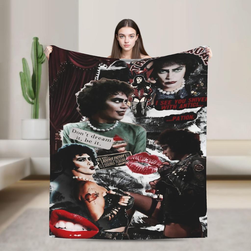Frank N Furter Horror Movie Blanket The Rocky Horror Picture Show Flannel Warm Throw Blanket For Bedding Lounge Autumn/Winter