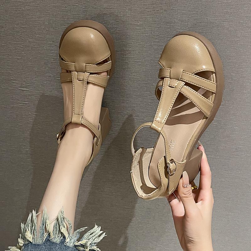 

Coarse heel bag head sandals women s 2025 new summer with skirt platform high heel Mary Jane women s shoes sandals 40 абрикосовий