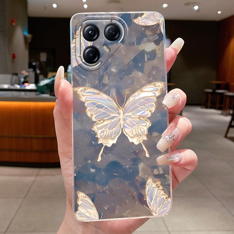 For Tecno Pova 7 Pro LJ8 Cases Pova7 Ultra LJ9 Neo LJ6 LJ7 Funda Flower Butterfly Phone Cover Soft Silicone Transparent TPU Case