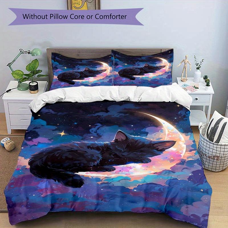 3pcs Celestial Whiskers Bedding Set Down Comforter Cover and Pillowcases, Suitable for Guest Room Home Decoration All Seasons(No Insert) S0819058