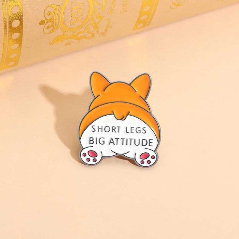 Kurze Beine Große Haltung Emaille-Pins Cartoon Corgi Po Welpe Brosche Anstecknadeln Niedliches Tier Hund Schmuck Geschenk für Freunde