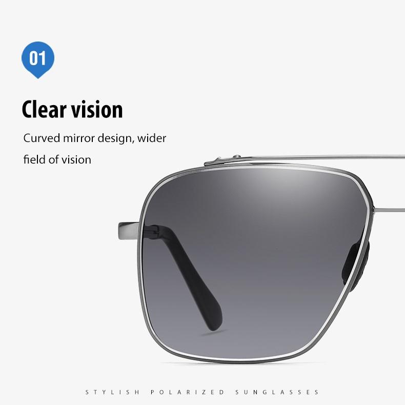 AORON Ochelari de soare cu ramă pătrată pentru bărbați și femei, ochelari de soare cu ramă metalică de culoare degradată, ochelari de conducere în aer liber, design de modă, ochelari de pescuit