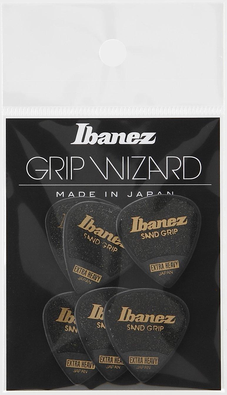 

Ibanez Grip Wizard Series Sand Grip Pick using material Black PPA16XSGBK Short Teardrop non-slip [EXTRA HEAVY] 6-pack