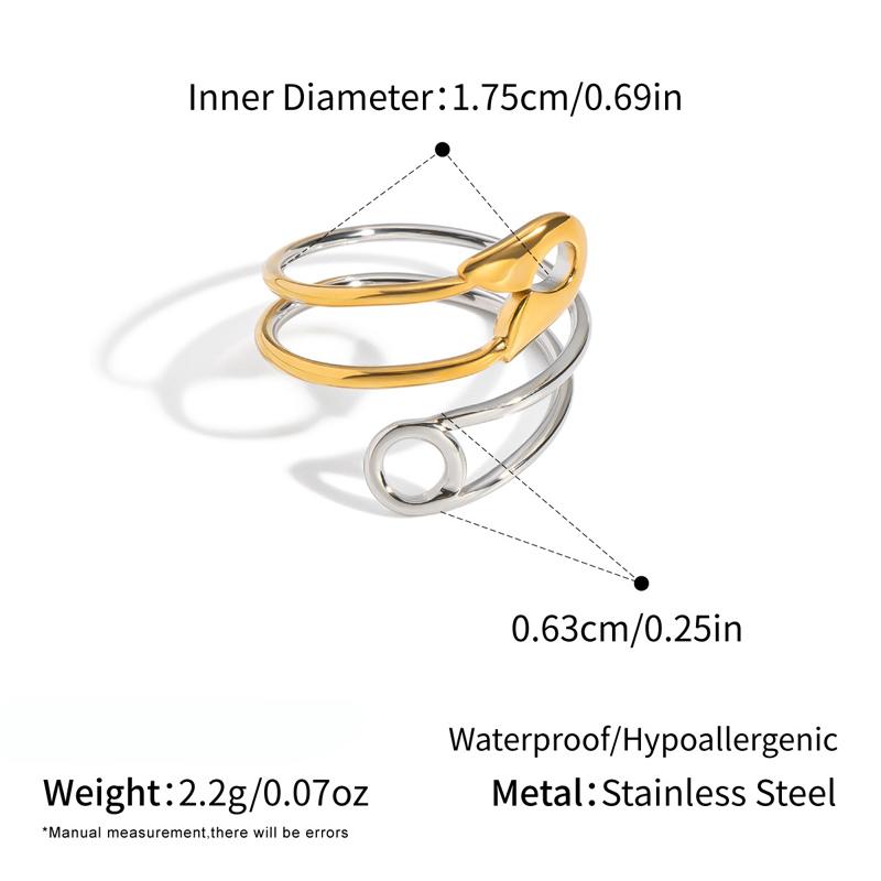 Stainless Steel Geometric Hollow Ring Neutral Paperclip Pin Color Block Open Ring Unique Interesting Couple Jewelry Accessories