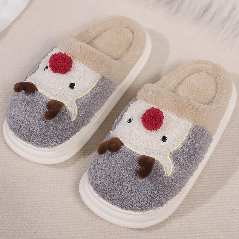 

Модные детские рождественские женские пушистые тапочки, милые теплые домашние тапочки для дома, нескользящие тапочки на платформе, пушистые женские тапочки, повседневные уютные тапочки 36-37