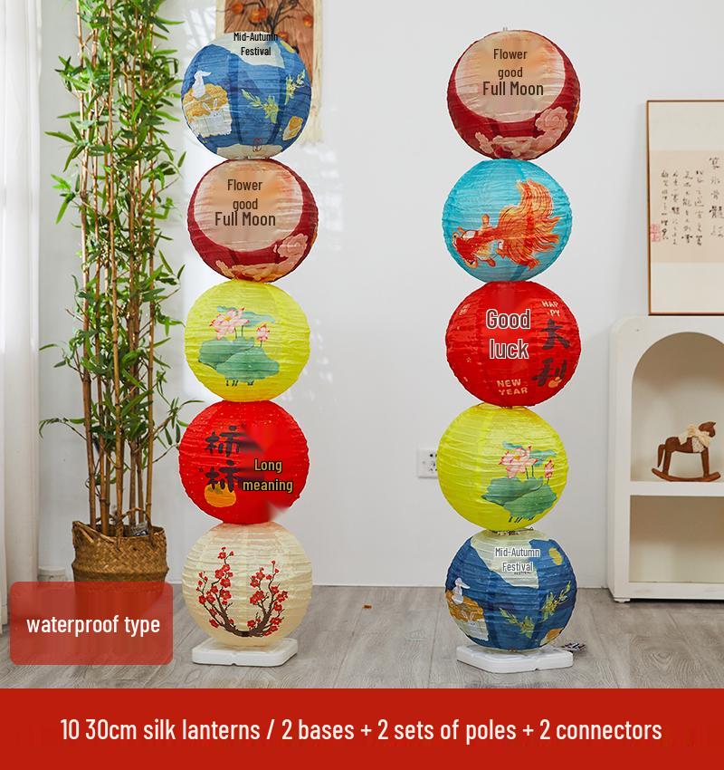 Waterproof Silk Lantern for Outdoor Mid-Autumn Festival Decor