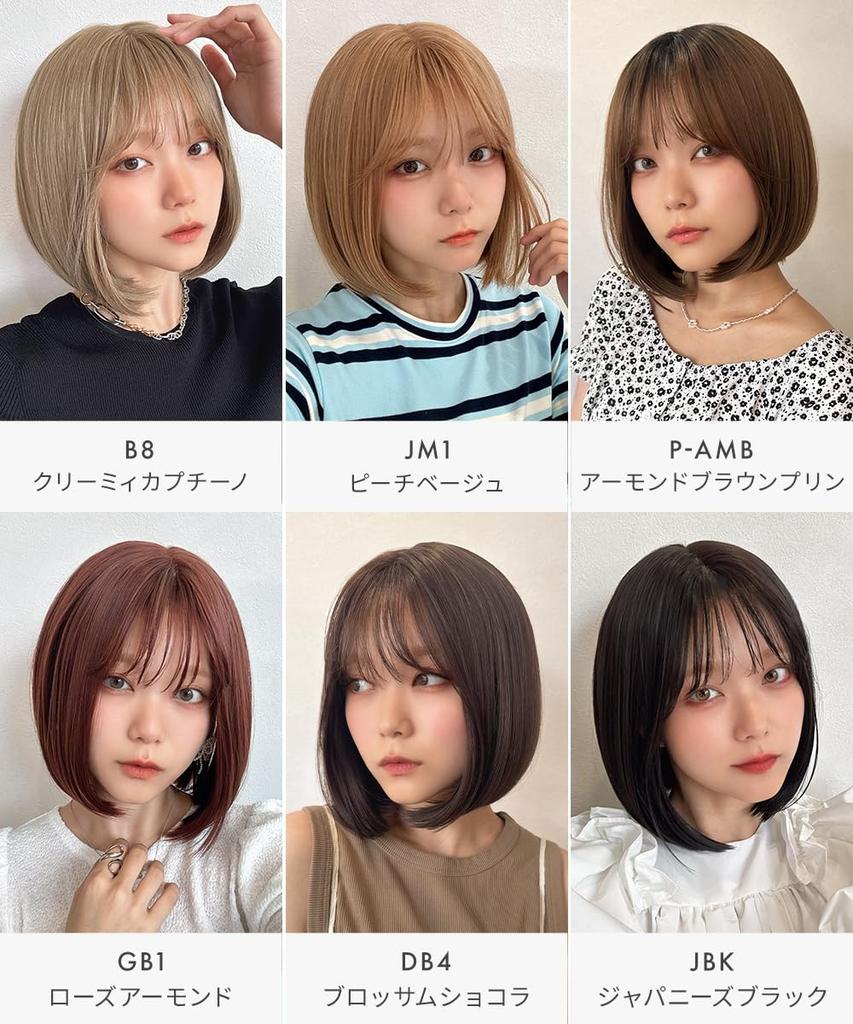 AQUADOLL Wig, Medium, Short, See-Through Bangs, Bob, Blonde, Brown, High Tone, Free Size, JBK. Japanese Black, wg366JBK