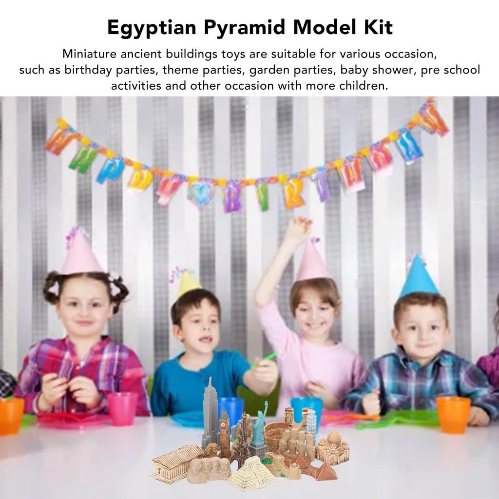 KIMISS 17-Piece World Ancient Architecture Miniature Set - Exquisite Small Building Collection for Egyptian Pyramid Model Kit, Perfect for Interior
