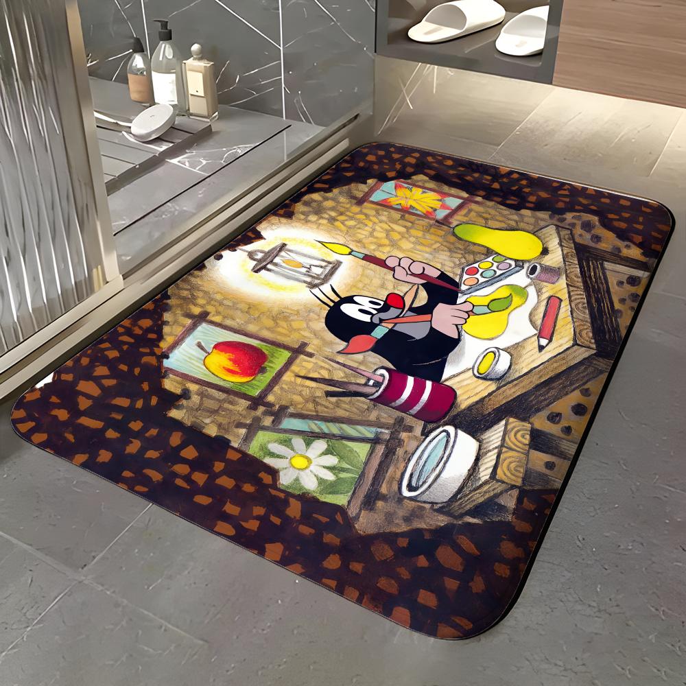 Cartoon K-Krtek Floor Mat Soft Flannel Entrance Door Mat Non Slip Absorbent Bathroom Bedroom Floor Rug