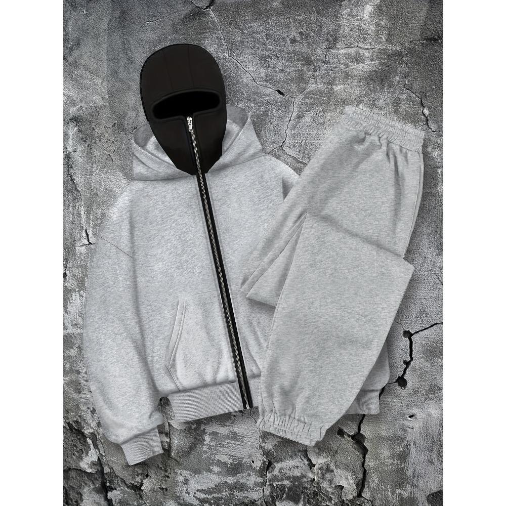 Dragon Patterned Hoodie and Jogging Pants Set, Hooded Zipper and Pants, Casual Streetwear Zipper Hoodie