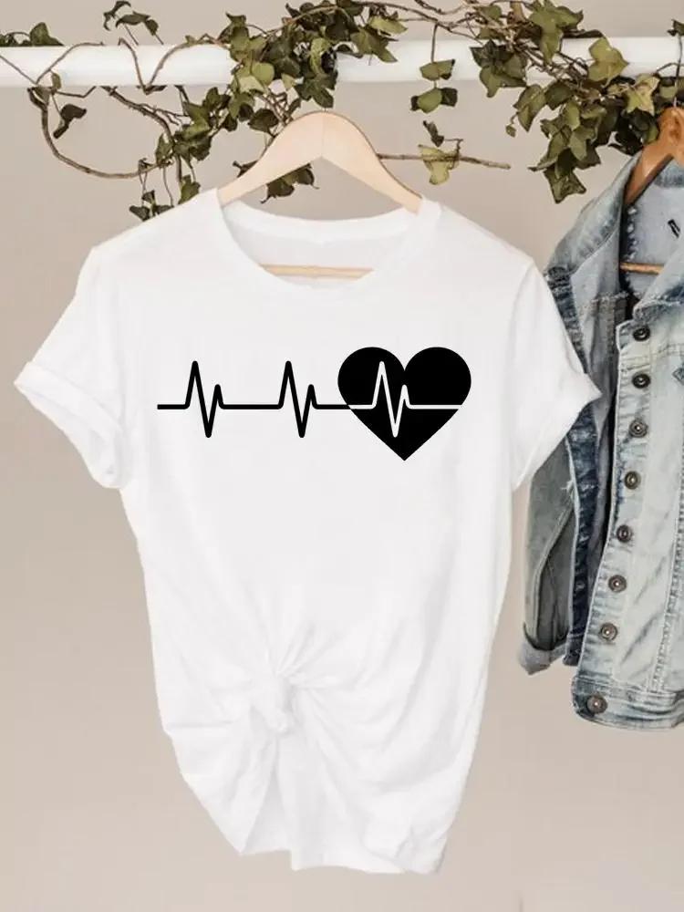 Plus Size Graphic Tee Clothes 90s Sweet Love Heart Valentine Ladies Print T Clothing Summer FeUnisex Womens Short Sleeve Tshirts