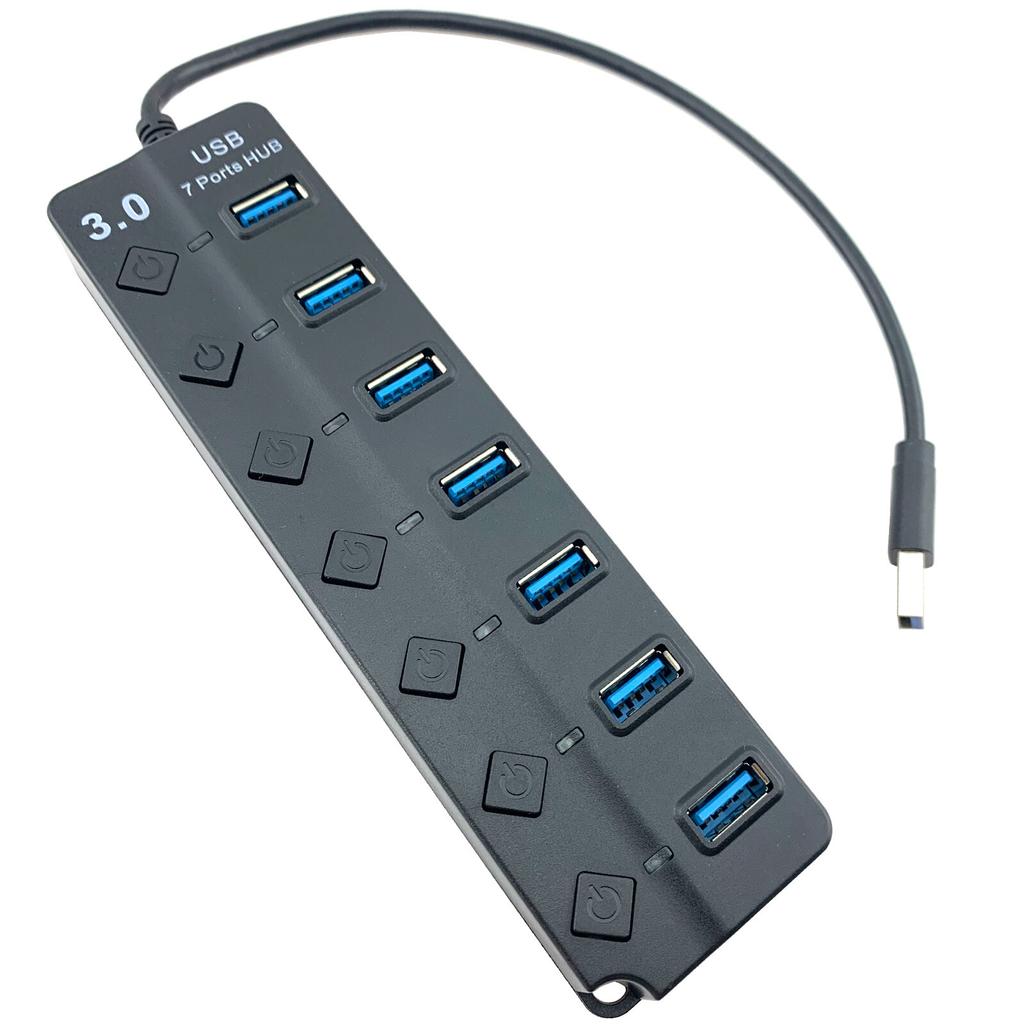 USB 3.0 Hub 7 Ports Expansion Power Switch 5V Charging Data PC Laptop Adapter