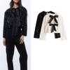 Fall and Winter New Women's Clothing Fashion Style Round Neck Long Sleeve Bowknot Lace Accessories Sequin Outwear 1258249