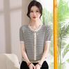 Stylish Summer Knitted Striped Tops: Short-Sleeve T-Shirts for Middle-Aged and Elderly Moms 2026