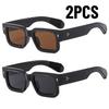 2PCS New Men's Personality Minimalist Style Sunglasses Fashion Cool Retro Rectangle Glasses  Femino UV400