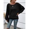 Autumn and Winter New Style Comfortable and Casual Solid Color Long-sleeved Round Neck Splicing Pullover Top T-shirt for Women
