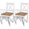 2 Pcs Dining Chair In Wood White and Natural 241512