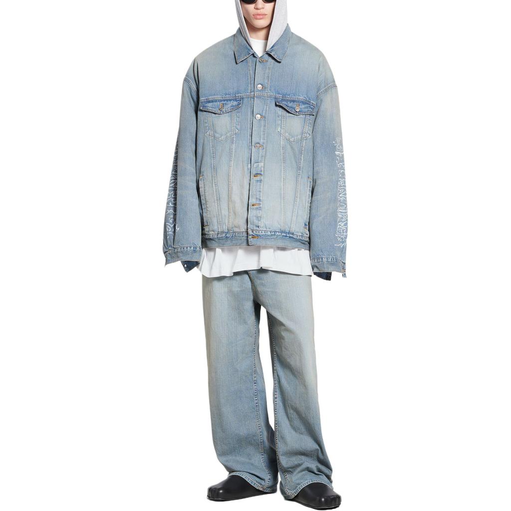 Balenciaga SS24 Denim Jacket Loose Fit Unisex Light Blue 773805TPW534868
