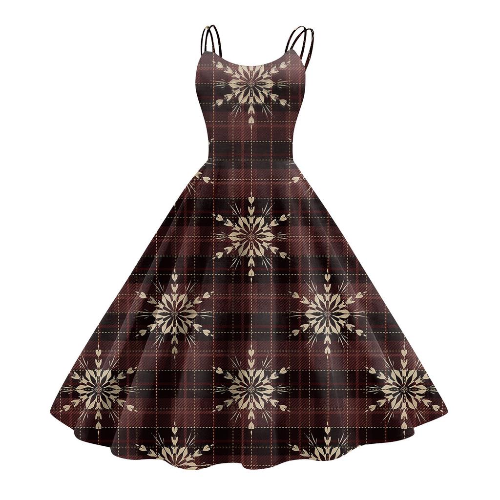 Women's Fashion Sexy Strapless Gothic Cocktail Christmas Graphic Printed Vintage Long Dresses