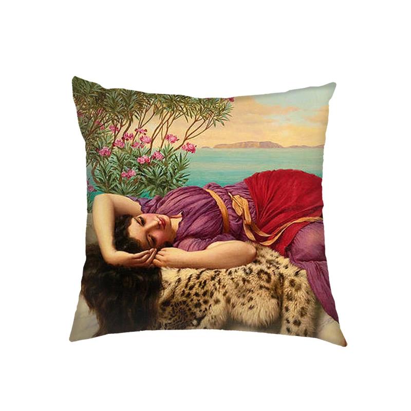 Artist John William Waterhouse Cushion Cover Religious Goddess Angel Pillowcase for Sofa Home Decor Throw Pillow Case Covers