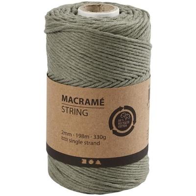 Cord for Macramé - 2 Mm - 198 M - Khaki Green - Braided Cotton