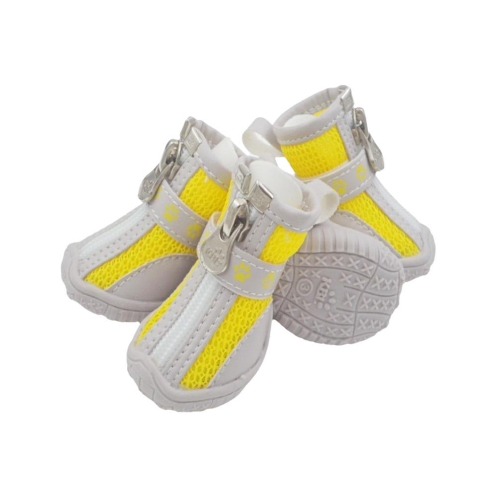 

4Pcs/Set Anti-slip Pet Dog Shoes Wear-resistant Mesh Pet Shoe Cover Spring and Summer 2 жёлтый