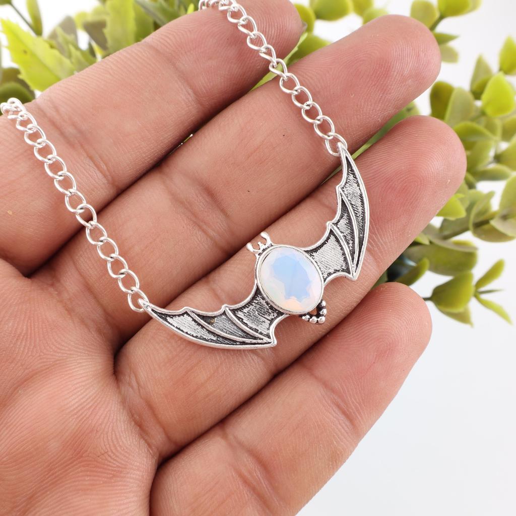 Wunderschöner Milchopal Edelstein Schmuck, 925 Sterling Silber Anhänger Schmuck, Opal Silberanhänger Geschenk für Katholiken