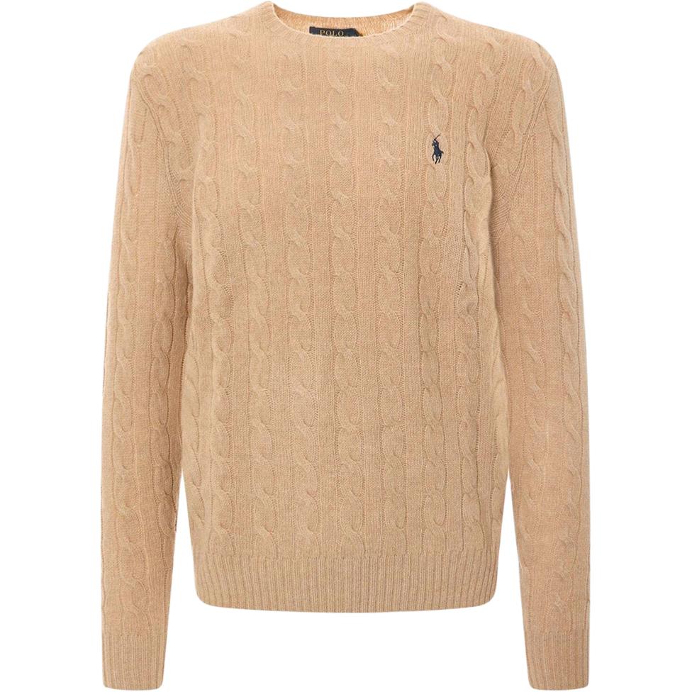 Polo Ralph Lauren Solid Color Long Sleeve Small Pony Embroidered Cable Knit Sweater Men sweater Brown 710876762009