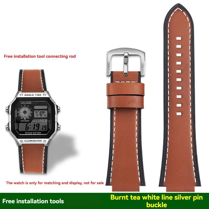 AE-1200 Retro originální kožený řemínek k hodinkám pro Casio AE1200 AE-1300 W-218/A168 W-216H Vintage pásek 18mm konvexní konec Pánský náramek