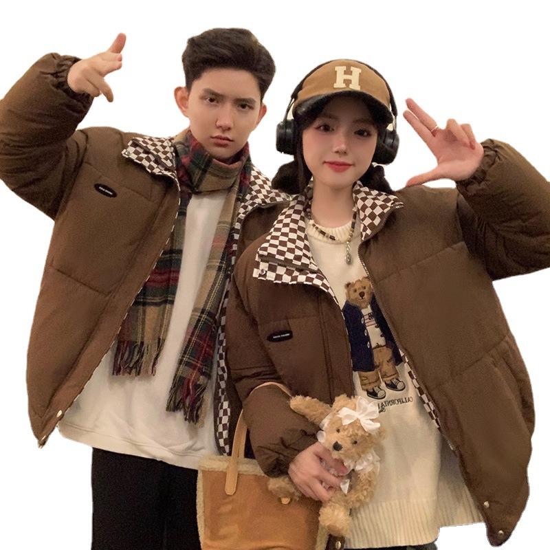 Chessboard Couple's New Cotton Clothes Loose Design Sense Niche Small Winter Thickened Cotton Clothes Women