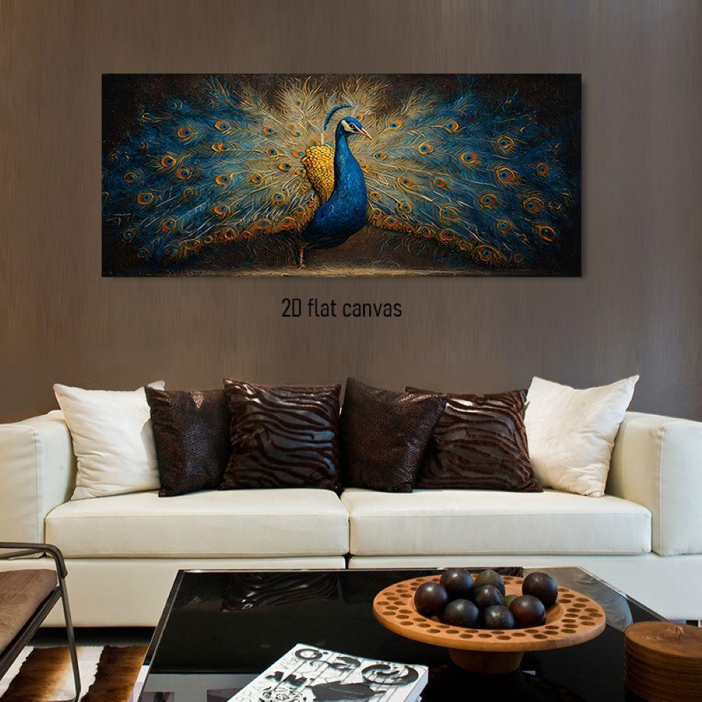 

1pcs Peacock Opening Screen Oil Painting Modern Living Room Entrance Decoration Painting Animal Art Canvas Painting Bedroom Stud (as the picture,50x100cm No Frame)