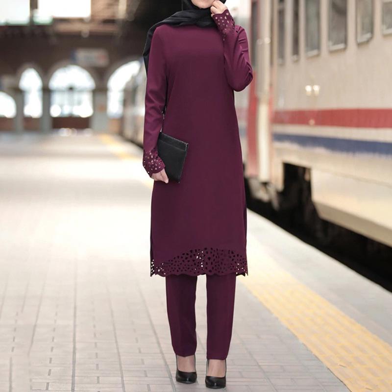 Frühlings-Abaya-Kleid-Anzug mit Blumendesign für muslimische Frauen – Zweiteiliges nahöstliches Kleid