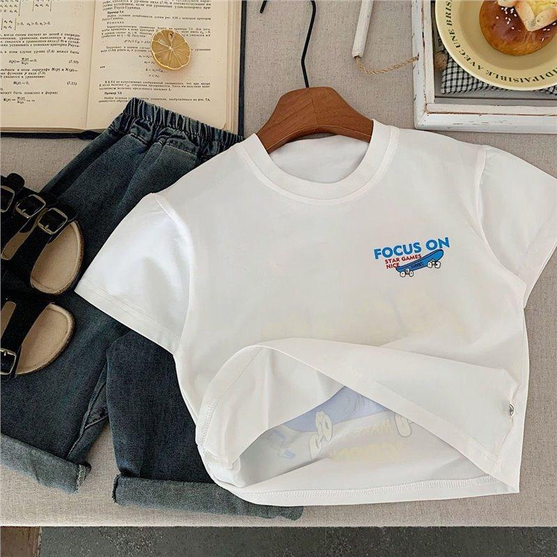 Skateboard Pattern Design Children's Tops Summer Boys Girls Short Sleeve T-shirts Cotton Korean Kids Clothes