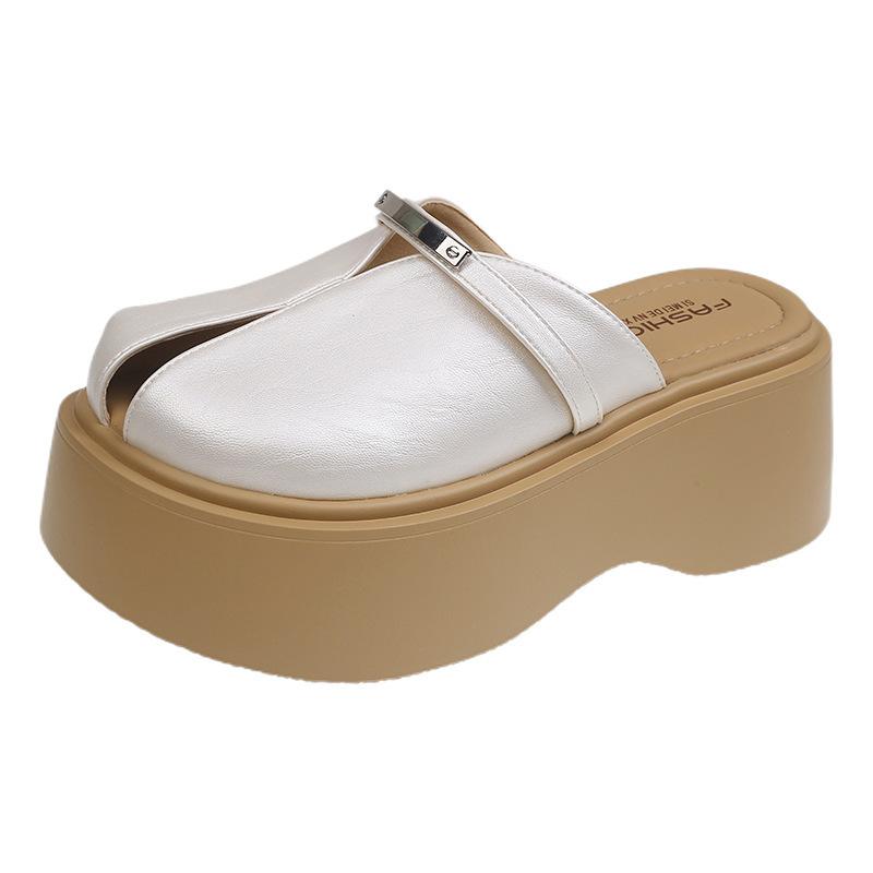 Baotou Semi-versatile Women's Summer Fashion Slippers European Station One Pedal 2025 New Outer Wear Platform Lazy Sandals