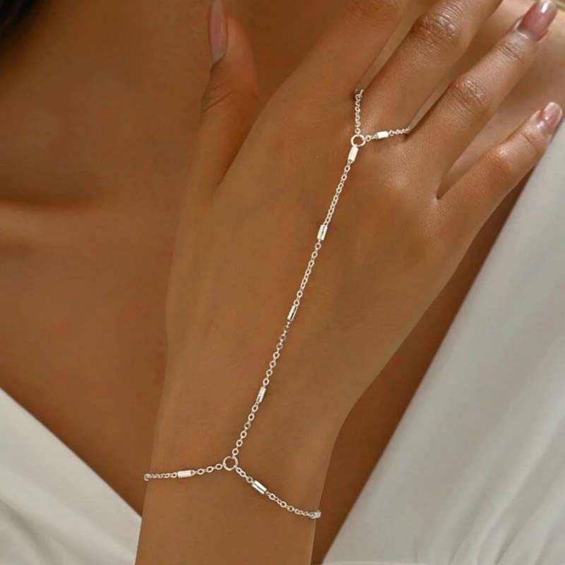 

Трендовый квадратный браслет-кольцо на руку золотого цвета для женщин, простой металлический браслет-цепочка, ручная работа, с бусинами, циркон, подарок