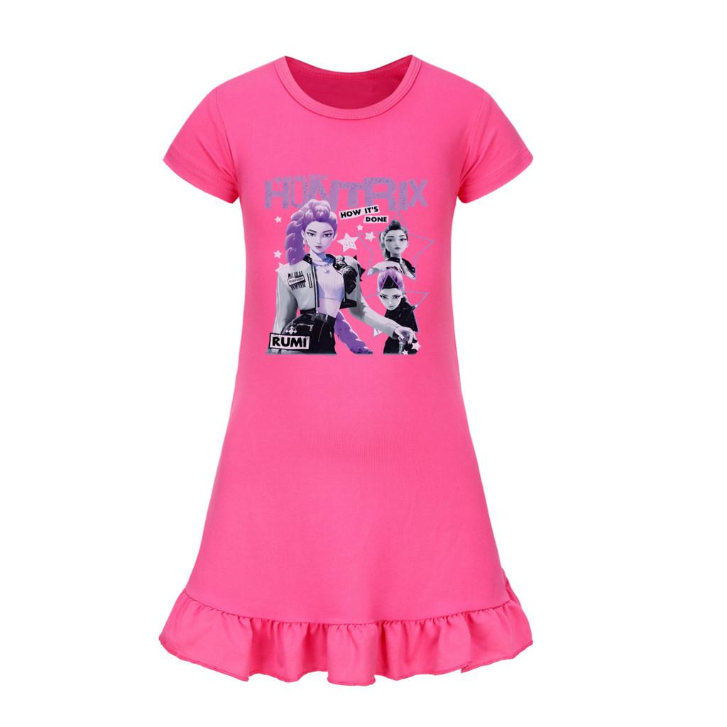 5105 Dziewczęca Sukienka Mira Zoey Rumi z Nadrukiem, Falbankami i Krótkim Rękawem, Codzienna