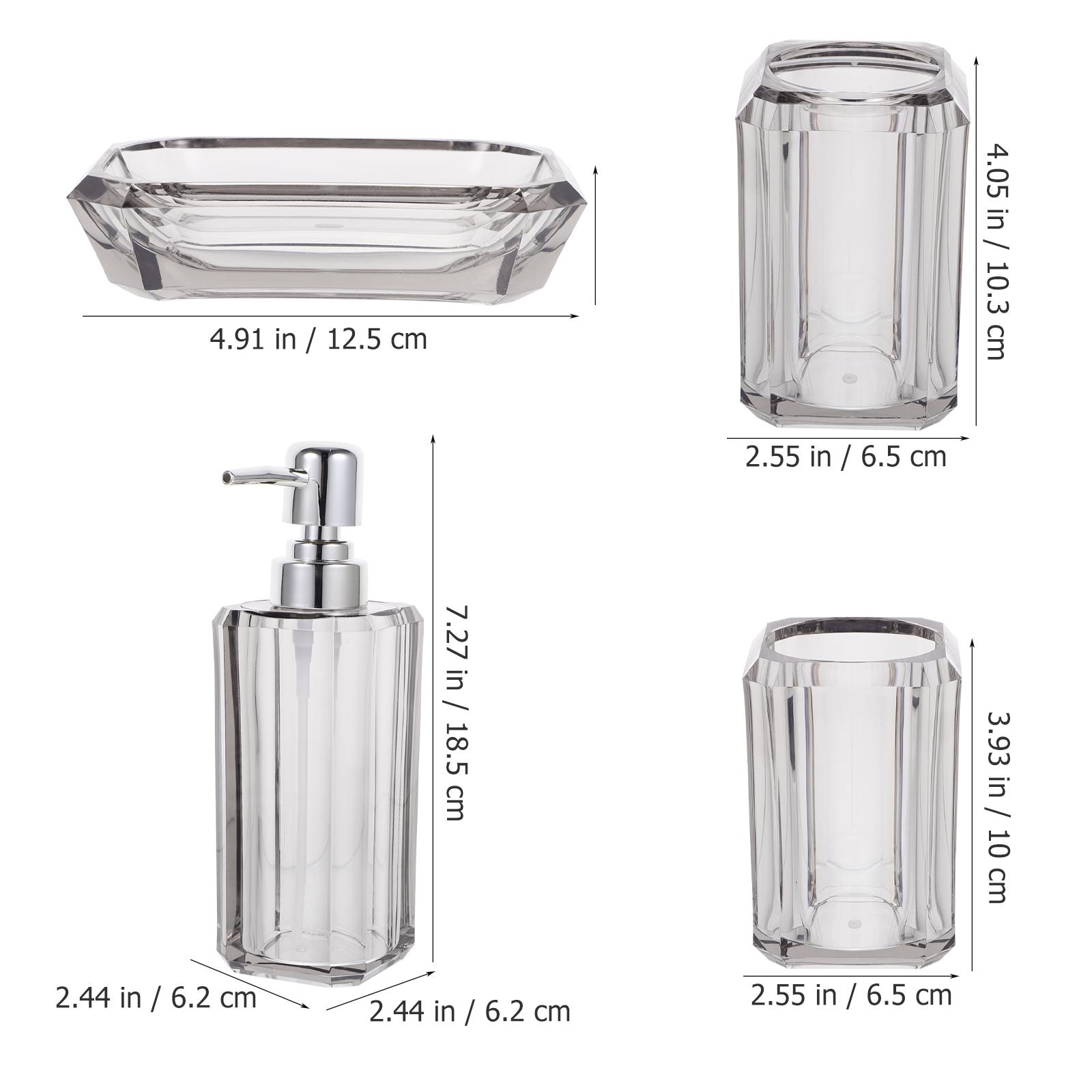 

1 Set Bathroom Accessories Set Soap Dispenser Lotion Dispenser Shampoo Bottle Toothbrush Holder Soap Dish Storage Container сірий