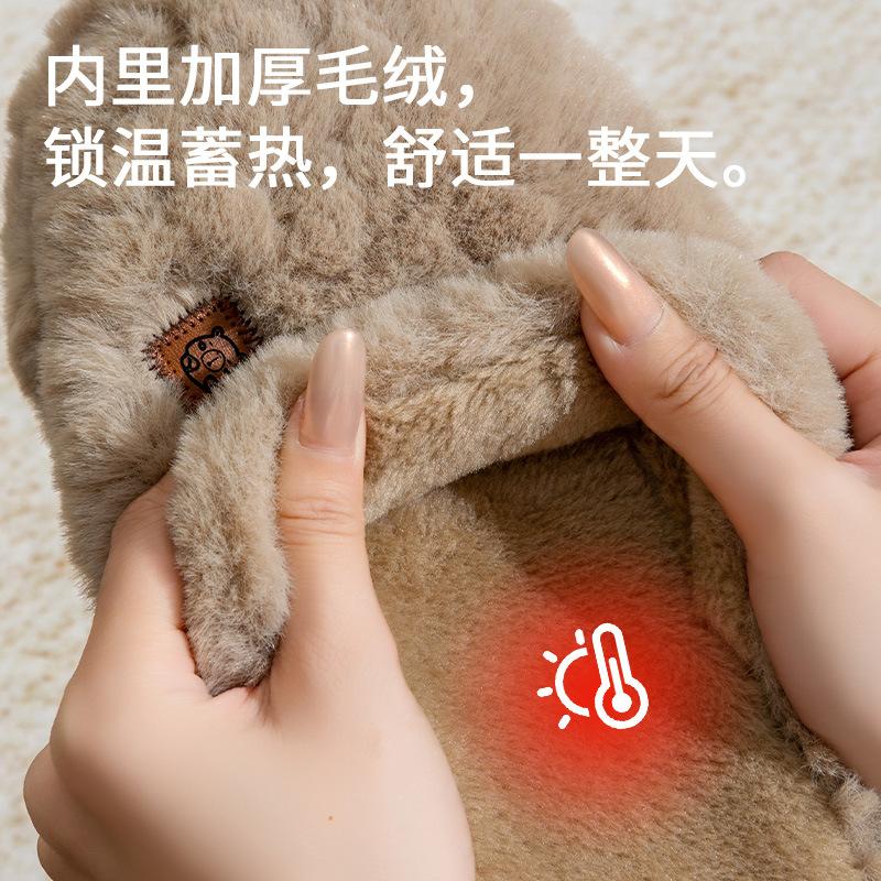 Cotton slippers non-slip couple models 2025 autumn and winter new non-slip non-stick wool warm home indoor and outdoor cotton shoes