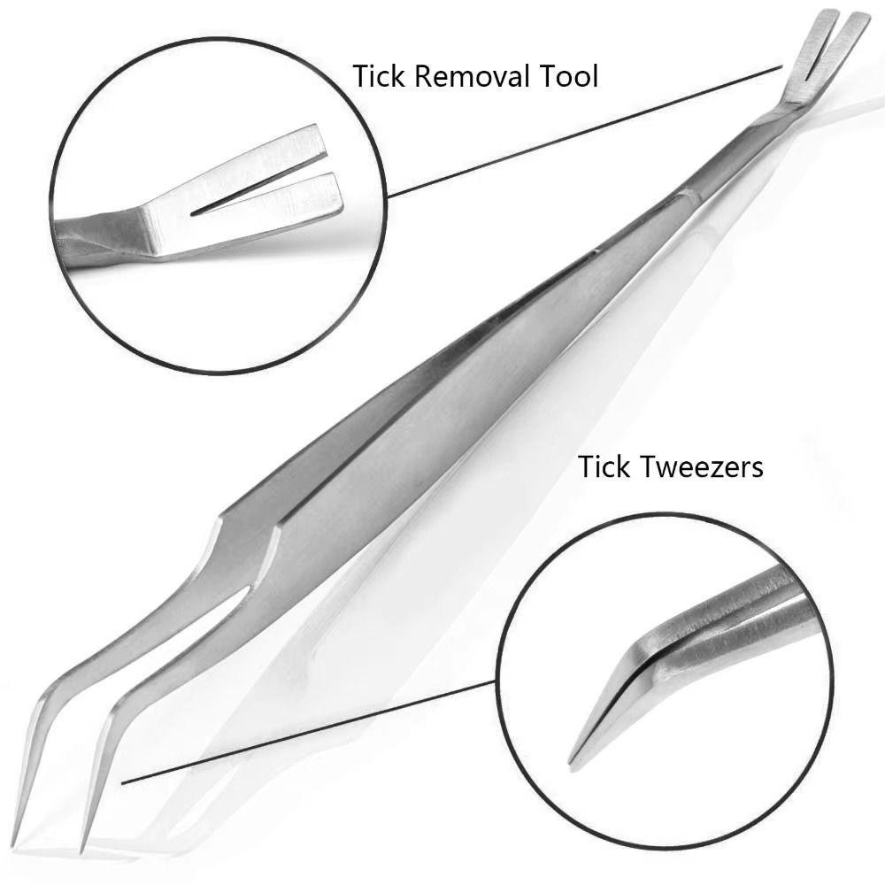 3Pcs/Set Stainless Steel Professional Tick Tweezers Portable Pet Tick Hook  for Pets